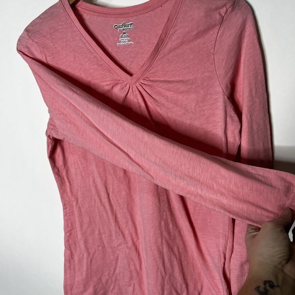 Carhartt Long Sleeve T-Shirt V-Neck Light Pink Base Layer Women's Size Medium - Picture 4 of 12